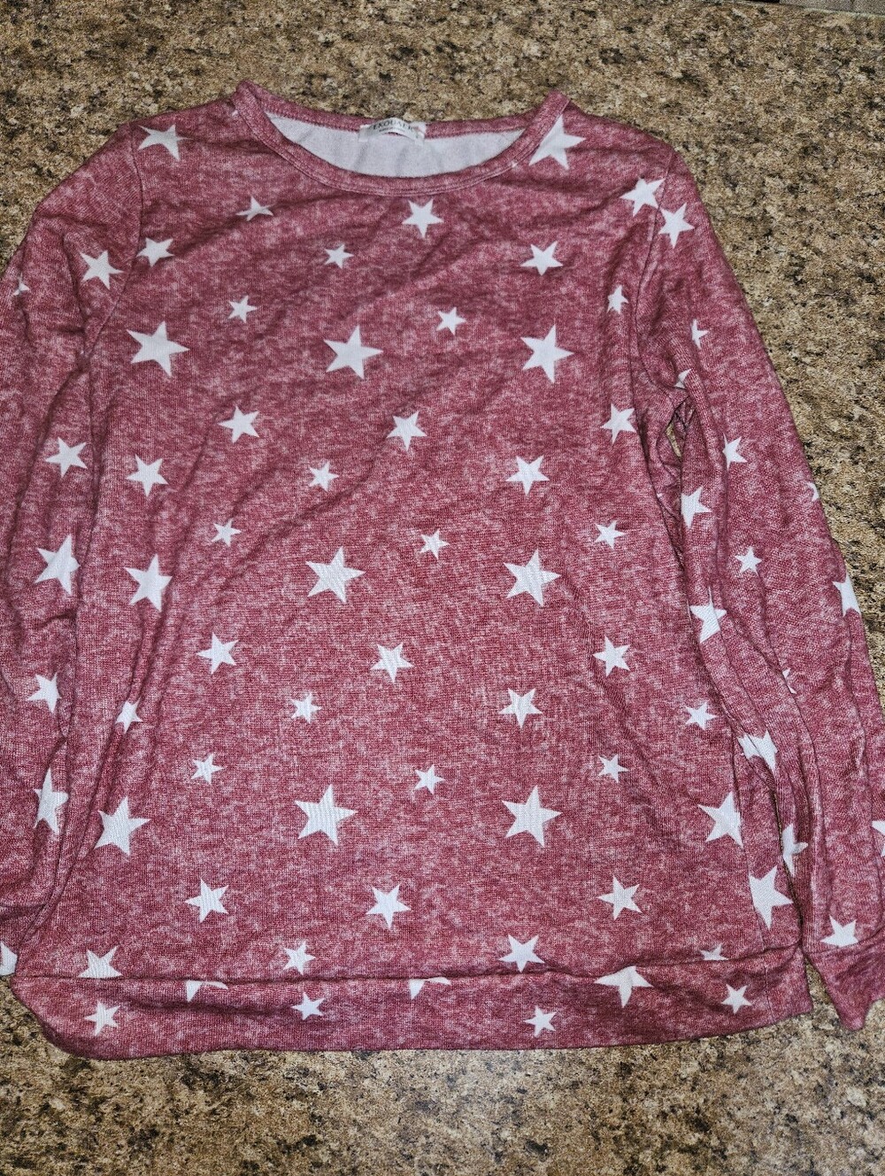 Star Print Long Sleeve Sleep Top - Pink